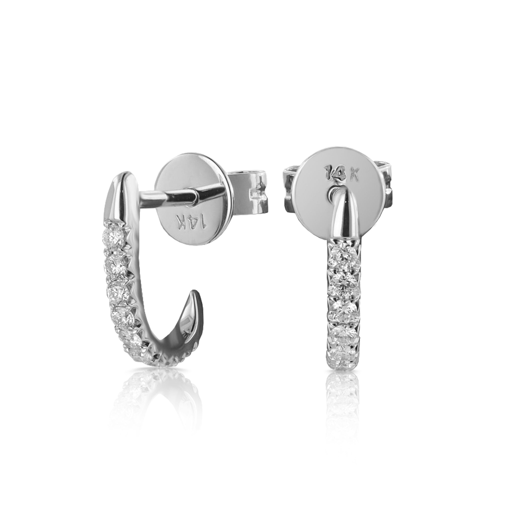 Diamond J Huggie Earrings