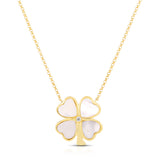 Mother Of Pearl Gold Four Leaf Clover Necklace