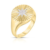 Gold Starburst Signet Diamond Ring