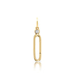 Paper Clip With Bezel Set Diamond Charm