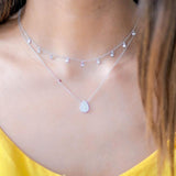 Nine Diamond Bezel Drop Choker Necklace
