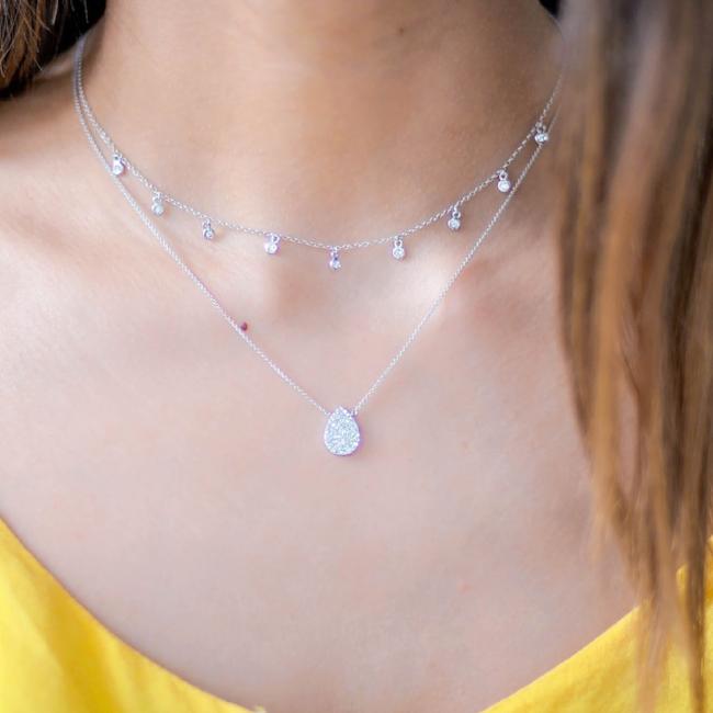 Diamond drop choker necklace Clearance