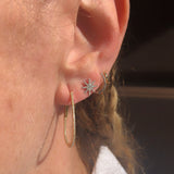 18k Small Diamond Tear Drop Hoop Earring