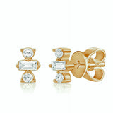 Diamond Baguette And Round Earring