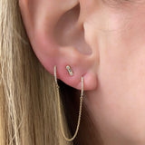 Diamond Prong Baguette And Round Bar Earring