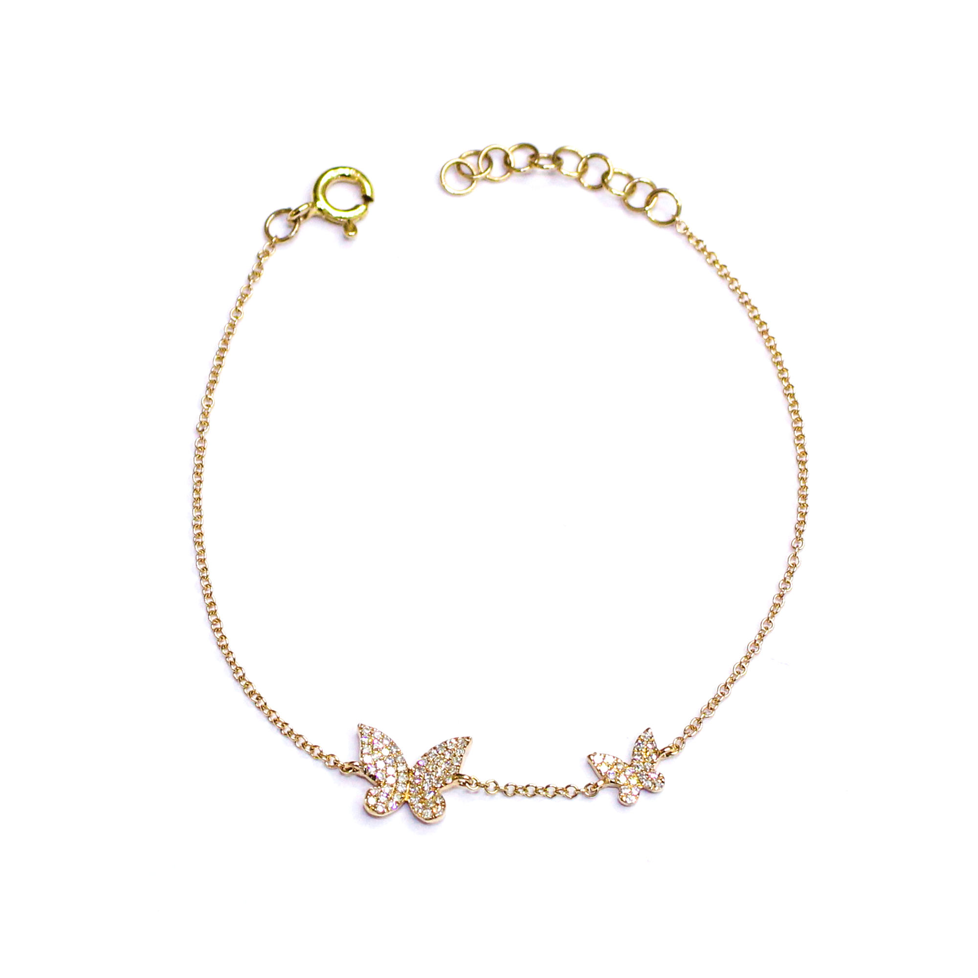Two Diamond Butterfly Chain Bracelet
