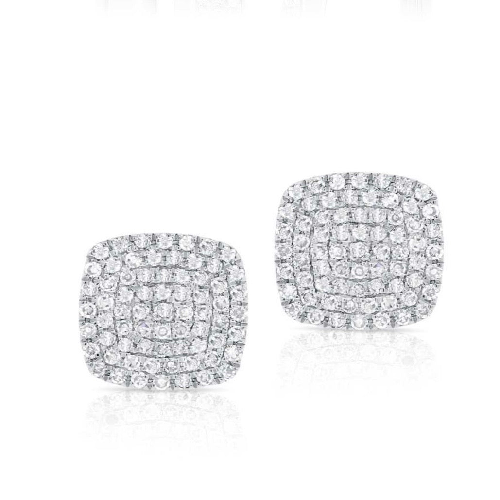 Rounded Square Diamond Stud Earring