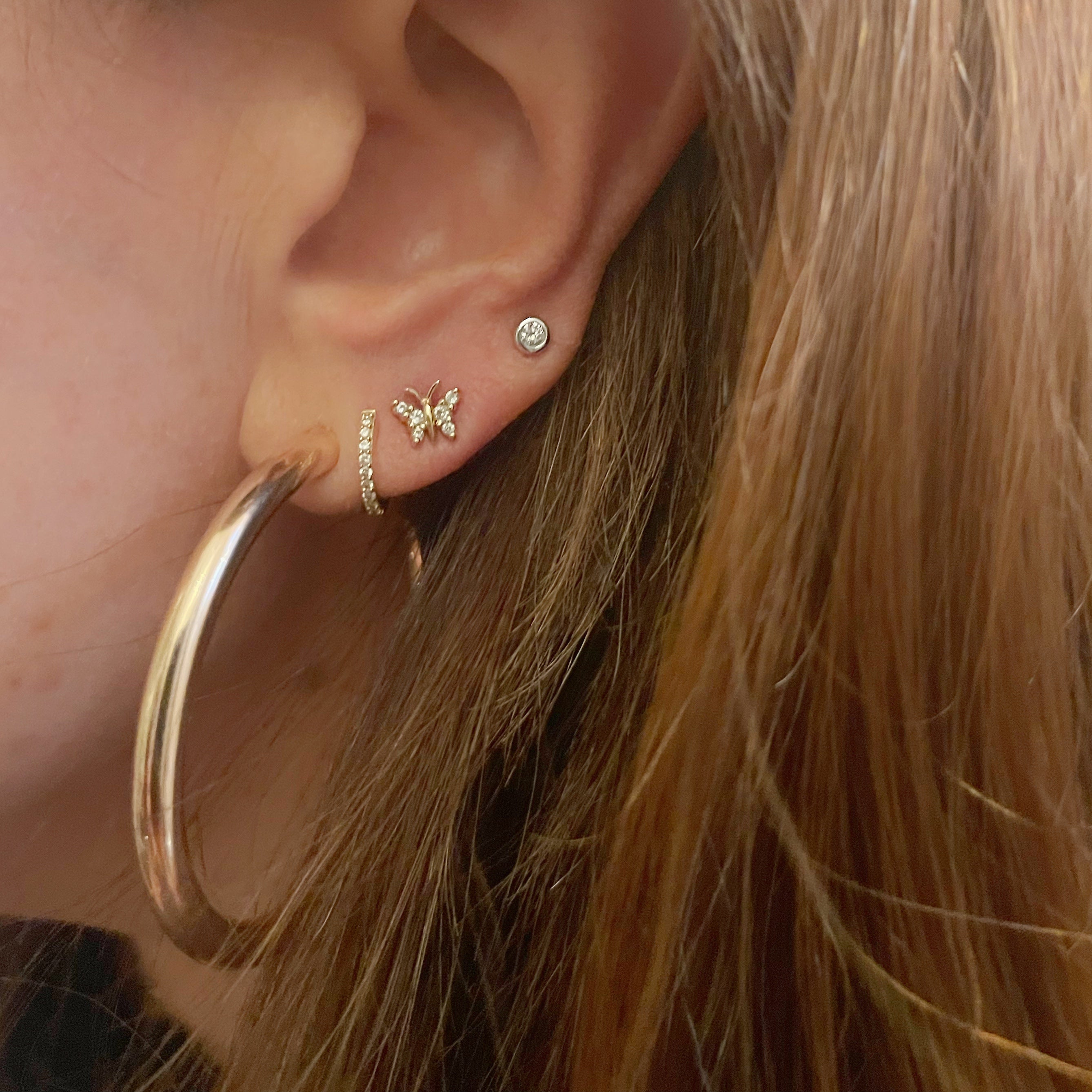 Small Bezel Set Diamond Stud Earrings