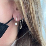 Diamond Huggie With Diamond Halo Drop Earring