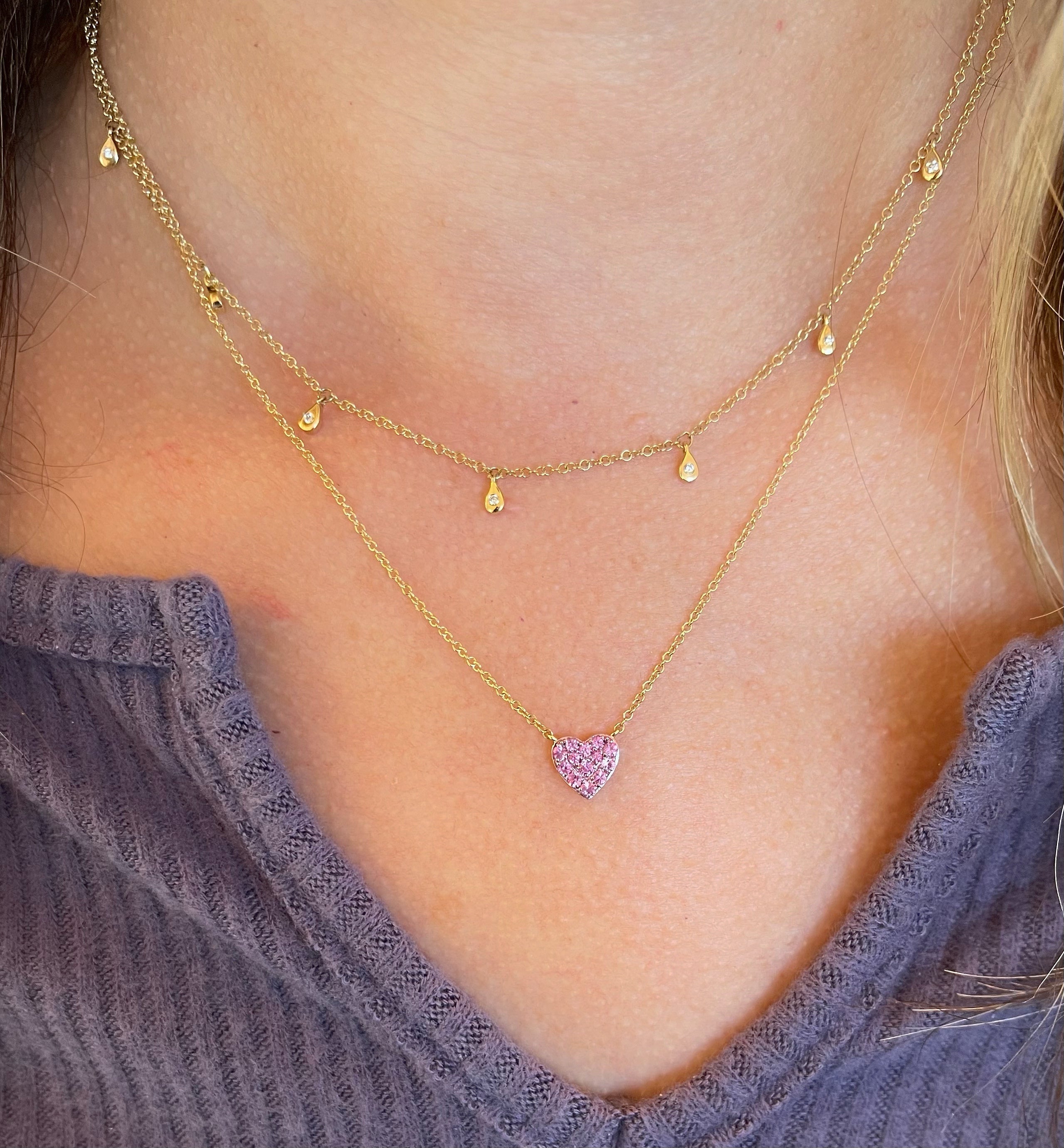 Heart Pink Sapphire Necklace