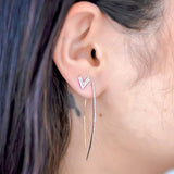 Diamond Long Wishbone Stick Earring