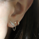 Single Diamond Bezel Chain Earring