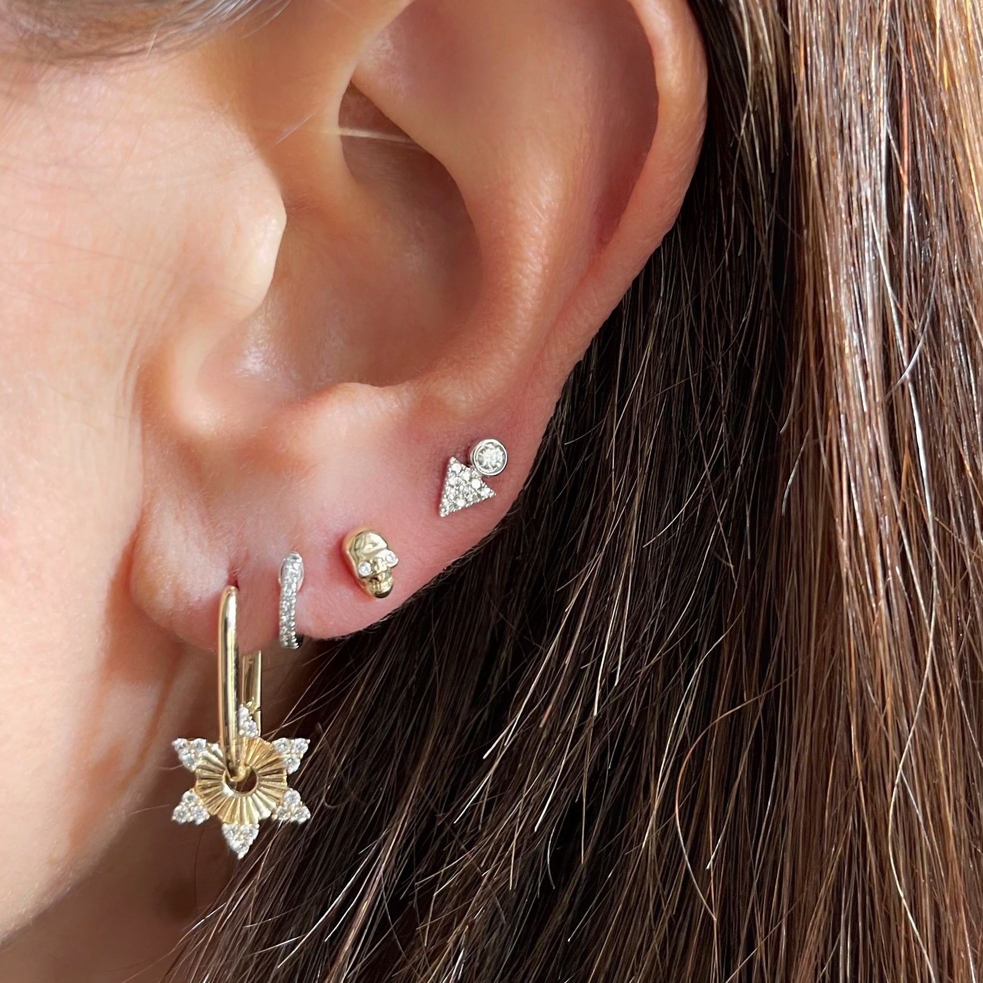 Diamond Bezel Triangle Earring
