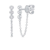 Three Diamond Bezel Chain Earring