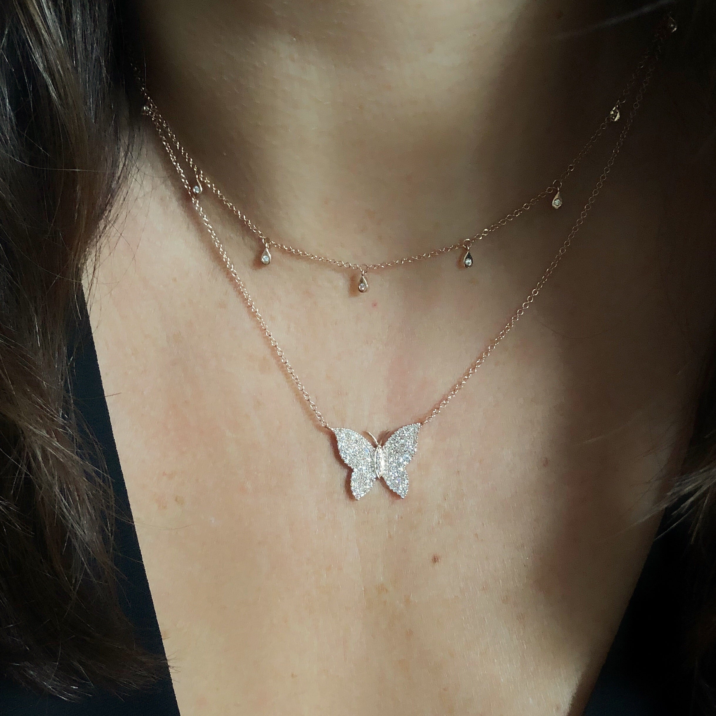 Butterfly diamond chain necklace Clearance