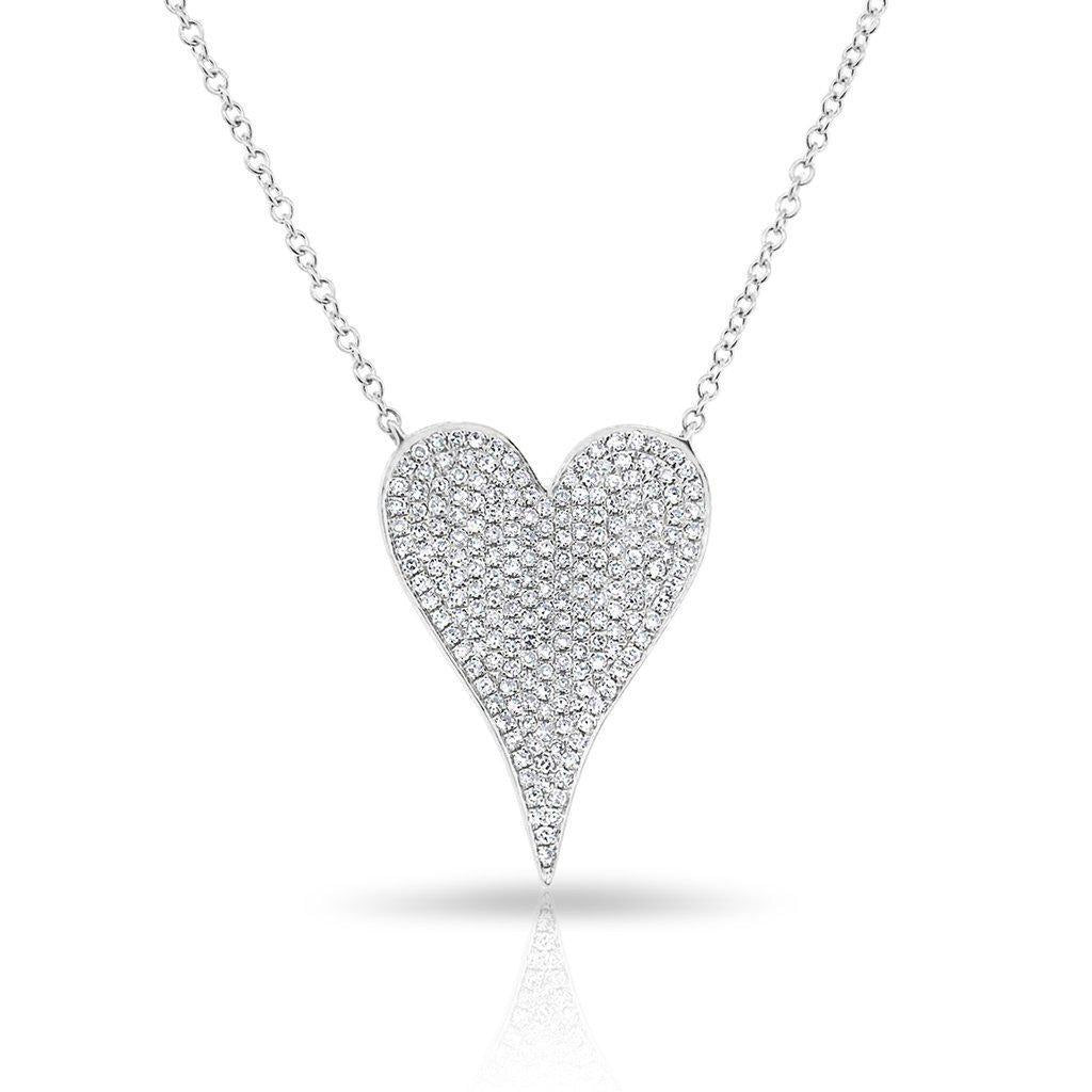 Pavé Diamond Elongated Heart Necklace