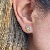 Gold Heart With Center Diamond Earrings