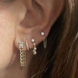 Baguette And Cuban Link Chain Earrings