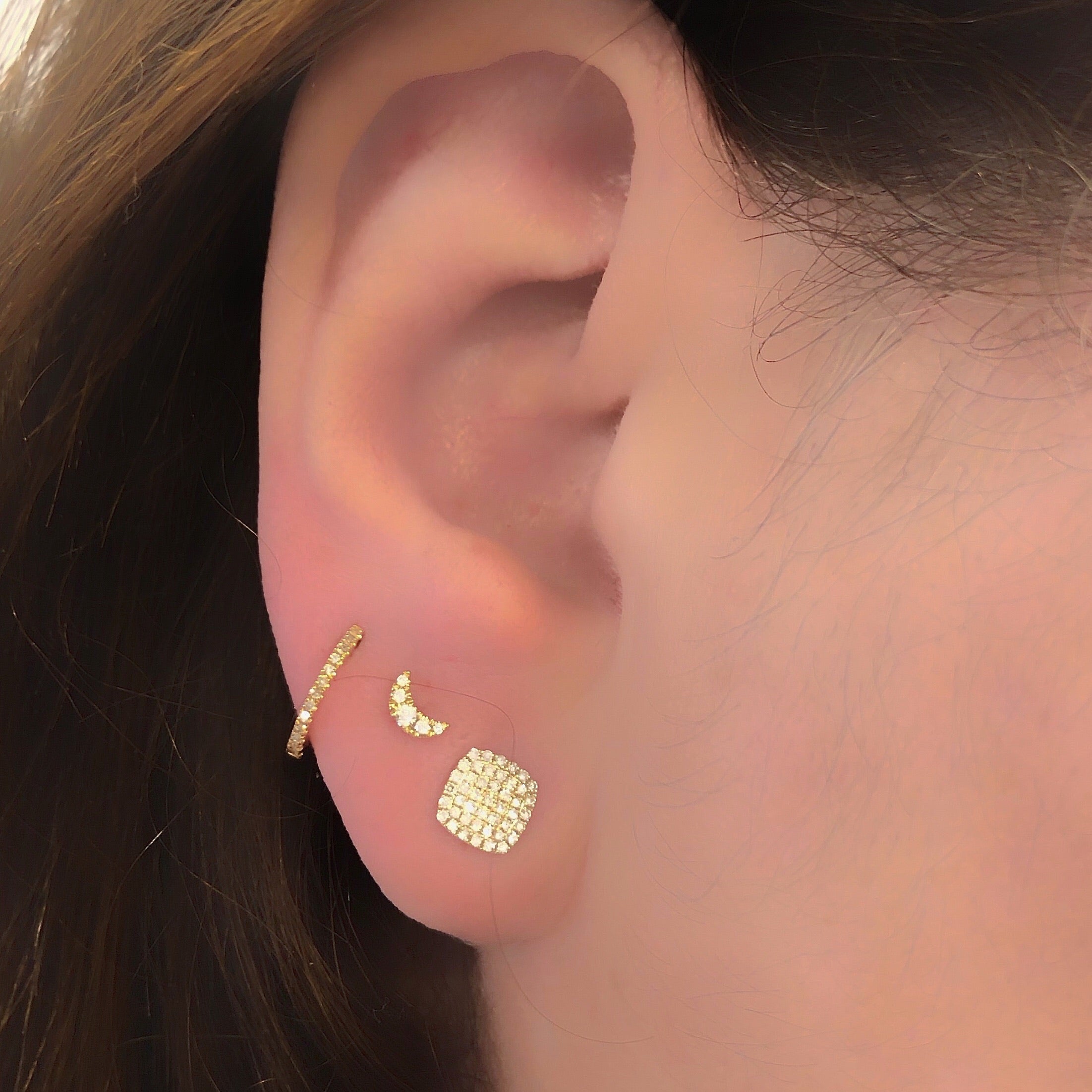 Diamond Mini Moon Earring