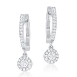 Diamond Huggie With Diamond Halo Drop Earring