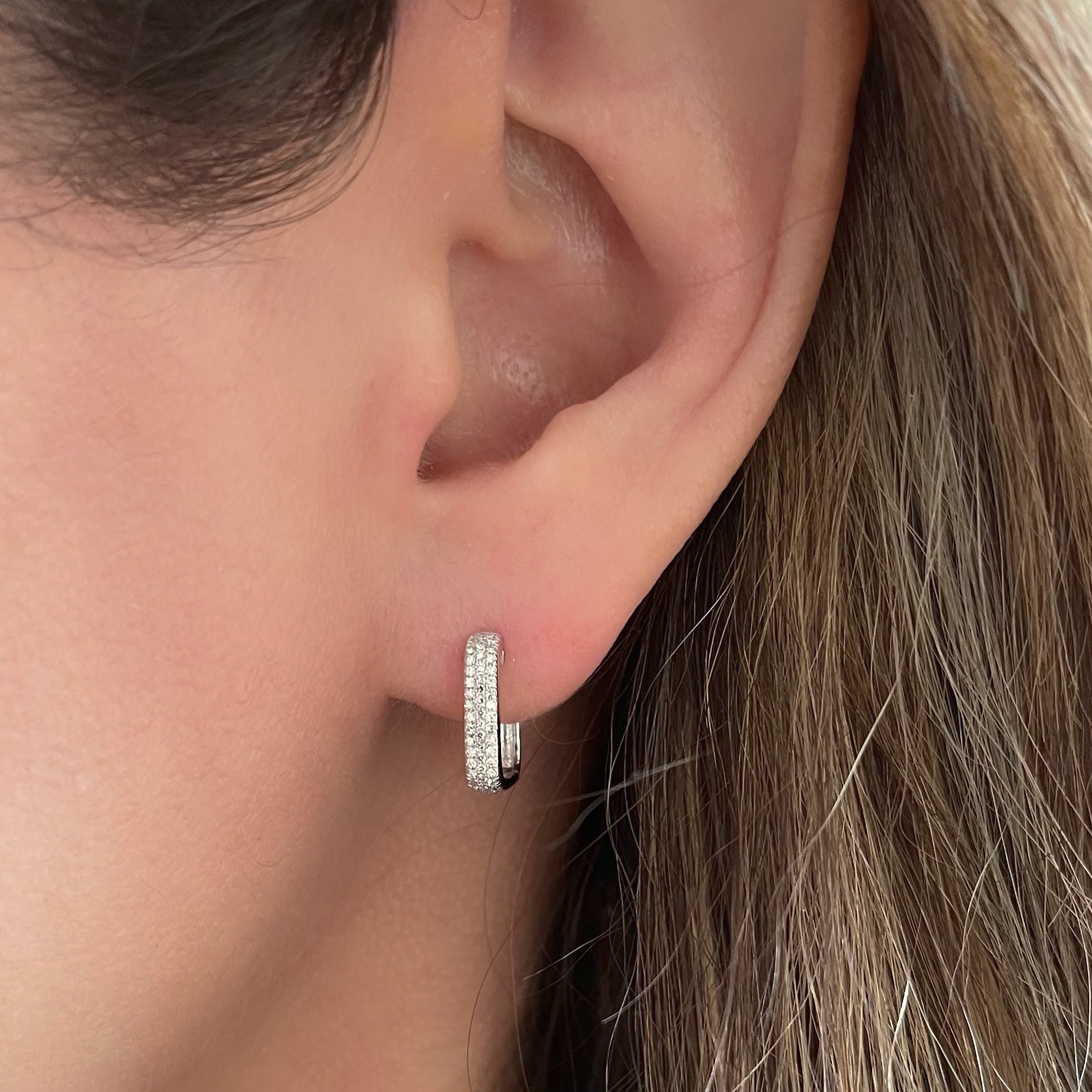 Diamond Pavé Square Huggie Earring