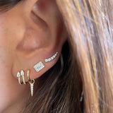 Diamond Arrow Shape J Huggie Earring