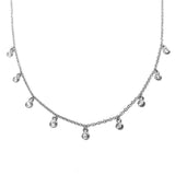 Nine Diamond Bezel Drop Choker Necklace