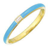 Colorful Enamel Diamond Baguette Rings